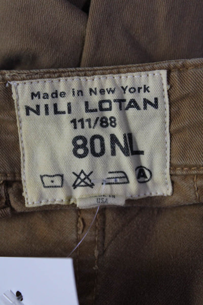 Nili Lotan Women's Hook Closure Tapered Leg Cargo Pockets Pant Brown Size 2