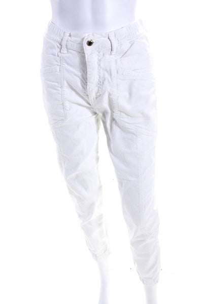 Retrofete Women's Button Closure Tapered Leg Pockets Cargo Pant  White Size 2