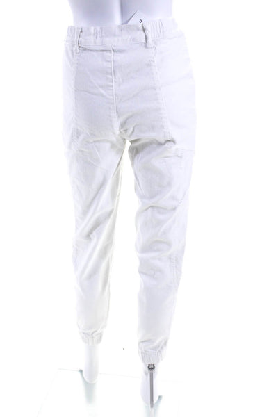 Retrofete Women's Button Closure Tapered Leg Pockets Cargo Pant  White Size 2