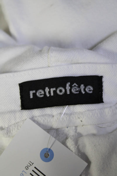 Retrofete Women's Button Closure Tapered Leg Pockets Cargo Pant  White Size 2