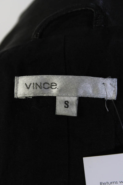 Vince Womens Black Leather Full Zip Mock Neck Long Sleeve Motorcycle Jacket Size