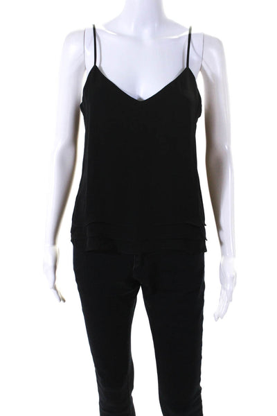 Parker Womens Black Silk V-Neck Layered Sleeveless Camisole Tank Top Size M