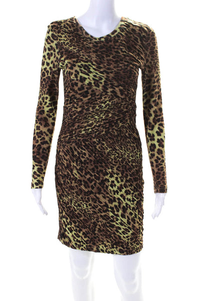 Torn by Ronny Kobo Womens Brown Leopard Print Long Sleeve Bodycon Dress Size S
