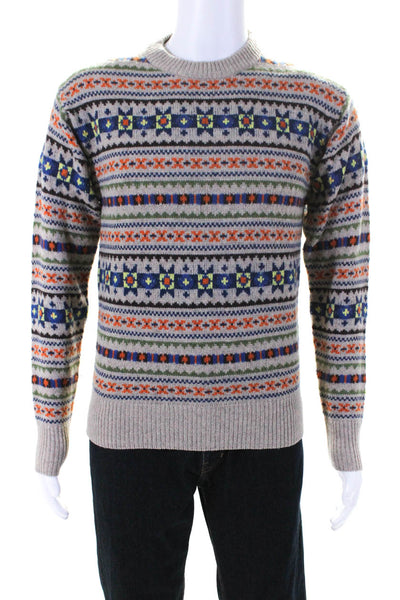 Joseph Mens Wool Long Sleeve Geometric Print Sweater Multicolor Size XS