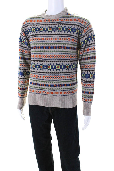 Joseph Mens Wool Long Sleeve Geometric Print Sweater Multicolor Size XS