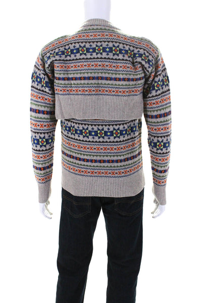 Joseph Mens Wool Long Sleeve Geometric Print Sweater Multicolor Size XS