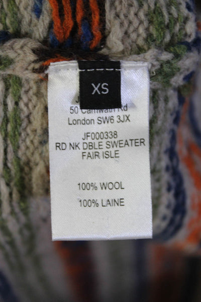Joseph Mens Wool Long Sleeve Geometric Print Sweater Multicolor Size XS