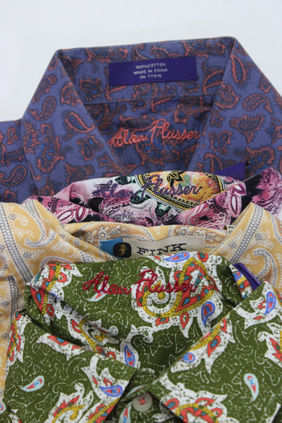 Alan Flusser Flink Mens Cotton Paisley Print Buttoned Tops Purple Size M Lot 4