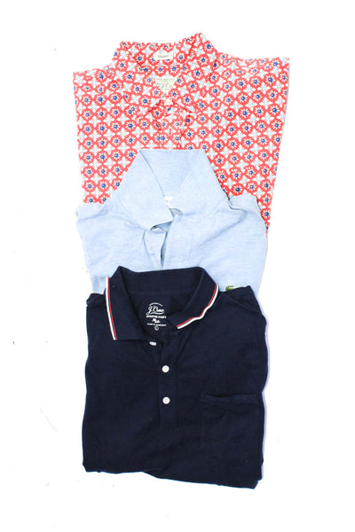 J Crew Lacoste Mens Organic Cotton Floral Button Up Shirt Red Size L S Lot 3