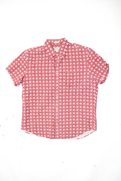 J Crew Lacoste Mens Organic Cotton Floral Button Up Shirt Red Size L S Lot 3