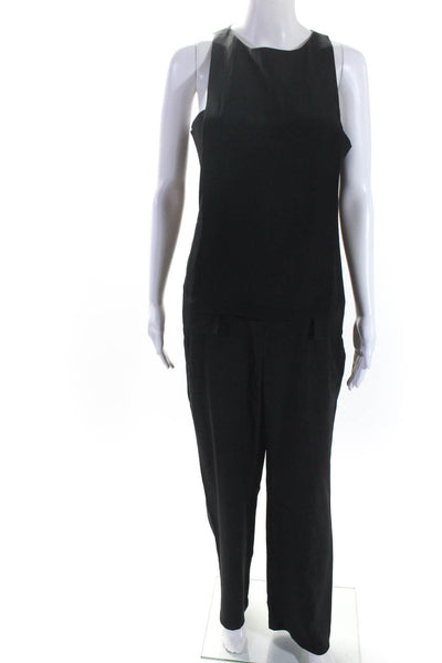Thakoon Addition Womens Layered Sleeveless Zip Straight Jumpsuit Black Size S