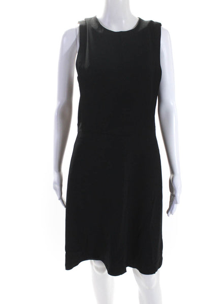 Theory Womens Round Neck Hook & Loop Zip Layered Midi Shift Dress Black Size 6