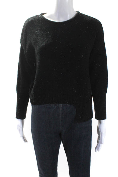 Sundays Womens Knit Round Neck Long Sleeve Pullover Sweater Top Black Size S