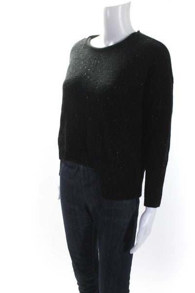 Sundays Womens Knit Round Neck Long Sleeve Pullover Sweater Top Black Size S