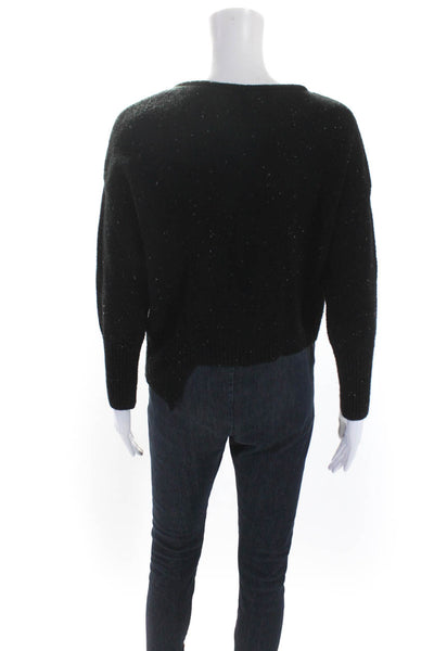 Sundays Womens Knit Round Neck Long Sleeve Pullover Sweater Top Black Size S