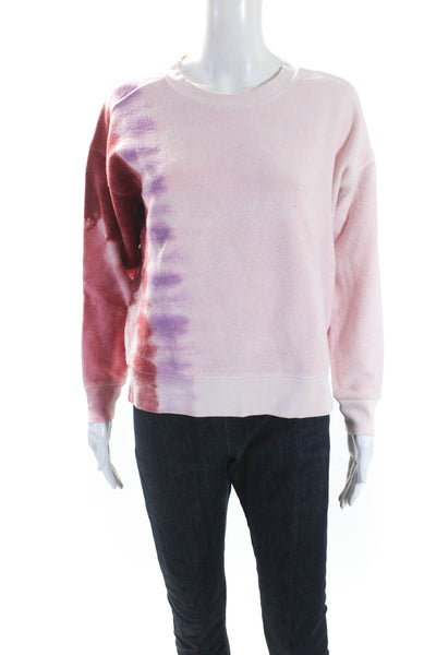 Sundays Womens Cotton Tie Dye Long Sleeve Pullover Sweatshirt Top Pink Size XS