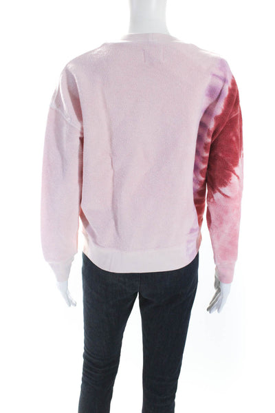 Sundays Womens Cotton Tie Dye Long Sleeve Pullover Sweatshirt Top Pink Size XS