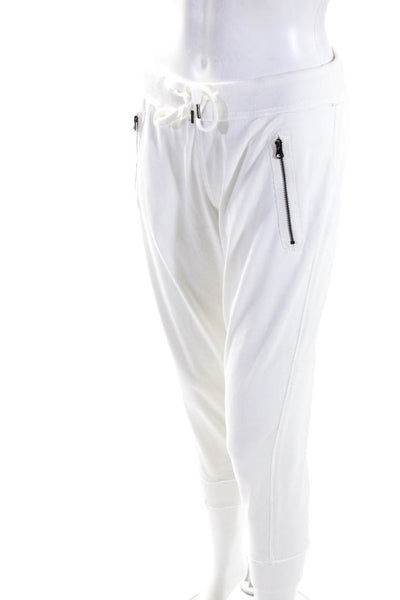 Sundays Womens Cotton Blend Drawstring Waist 2 Pocket Cropped Pants White Size 1