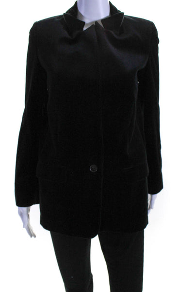 MiH Jeans Womens Cotton Velvet Long Sleeve Vent One Button Blazer Black Size XS