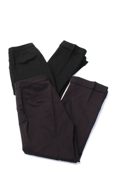 Club Monaco Womens High Waist Pleated Flare Pants Black Purple Size 10 Lot 2