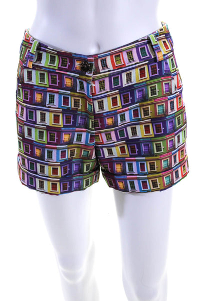 Ted Baker London Womens Graphic Print Zipped Buttoned Shorts Multicolor Size 0