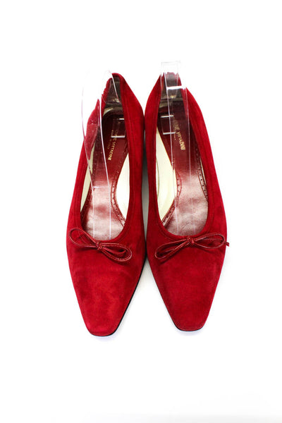 Adrienne Vittadini Womens Pointed Toe Ballet Flats Red Suede Size 8