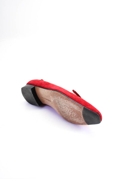 Adrienne Vittadini Womens Pointed Toe Ballet Flats Red Suede Size 8