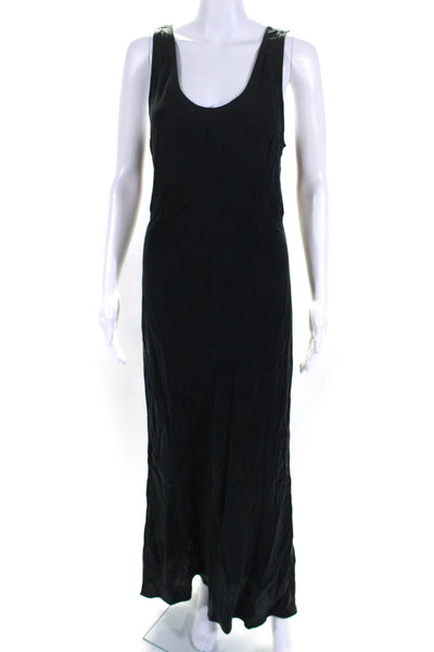 Unsubscribed Womens Sleeveless Scoop Neck Silk Midi Dress Black Size 8