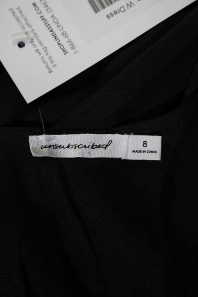 Unsubscribed Womens Sleeveless Scoop Neck Silk Midi Dress Black Size 8