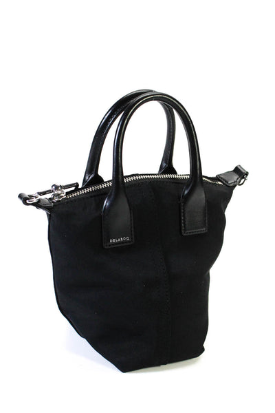Delaroq Womens Adjustable Detachable Strap Zip Top Micro Mini Tote Handbag Black