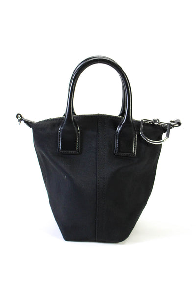 Delaroq Womens Adjustable Detachable Strap Zip Top Micro Mini Tote Handbag Black