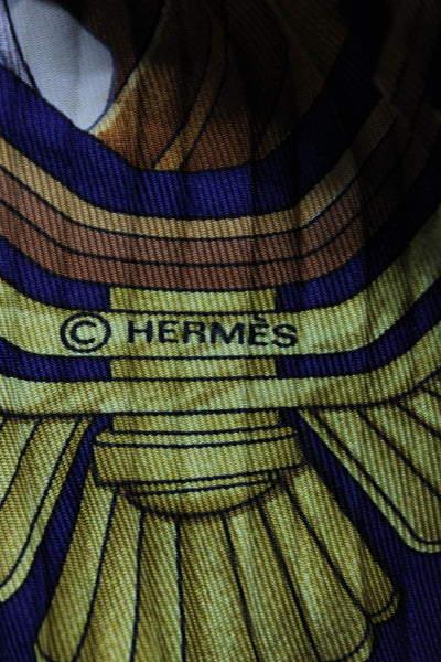 Hermes Womens Navy Silk St. Christophe Et L'enfant Jesus Hand-Stitch 90cm Scarf