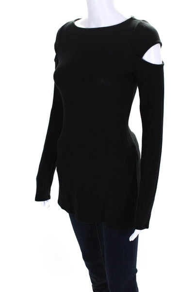 Rachel Pally Womens Black Cold Shoulder Long Sleeve Pullover Sweater Top Size M