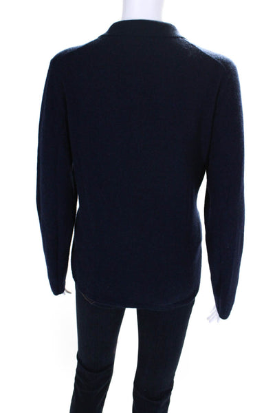 Jennifer T Womens Navy Blue Collar Long Sleeve Polo Shirt Sweater Top Size M