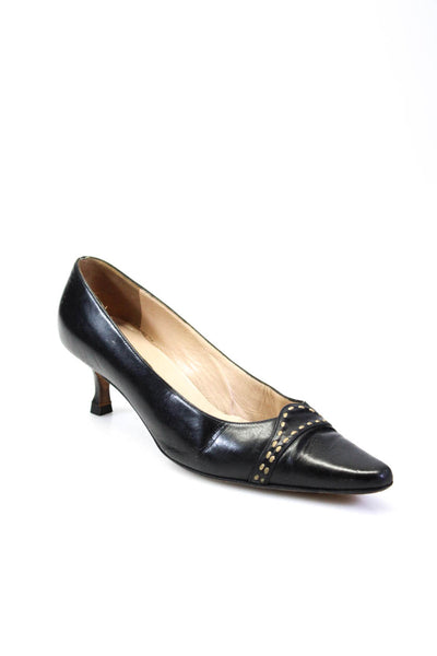 Manolo Blahnik Womens Black Embellished Pointed Toe Pumps Shoes Size 7.5
