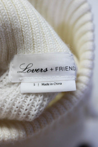 Lovers + Friends Womens Cold Shoulder Turtleneck Sweater White Size Small