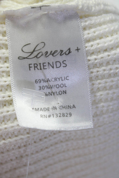 Lovers + Friends Womens Cold Shoulder Turtleneck Sweater White Size Small