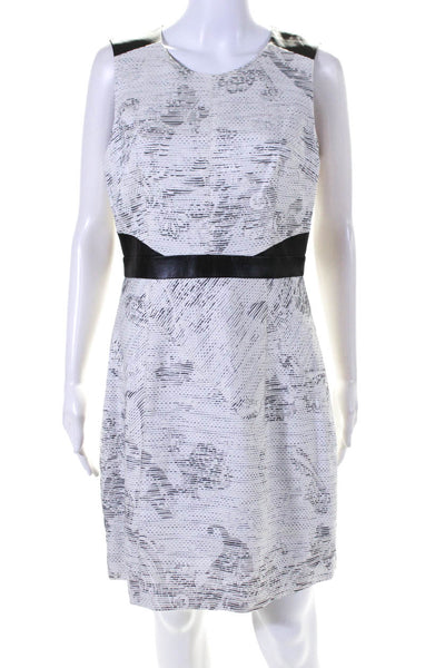 Ali Ra Womens Cotton Patchwork Textured Zipped Sleeveless Dress White Size 8