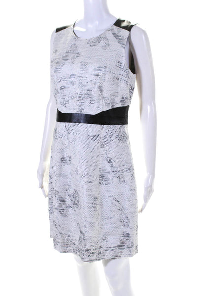 Ali Ra Womens Cotton Patchwork Textured Zipped Sleeveless Dress White Size 8