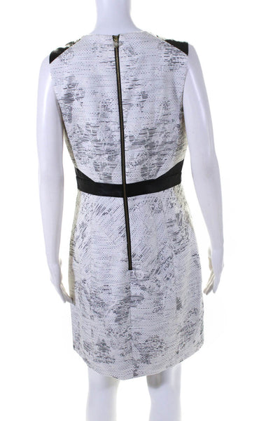 Ali Ra Womens Cotton Patchwork Textured Zipped Sleeveless Dress White Size 8