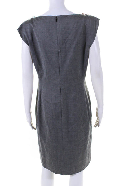 Boss Hugo Boss Womens Wool Darted Cap Sleeve Sheath Midi Dress Gray Size 8