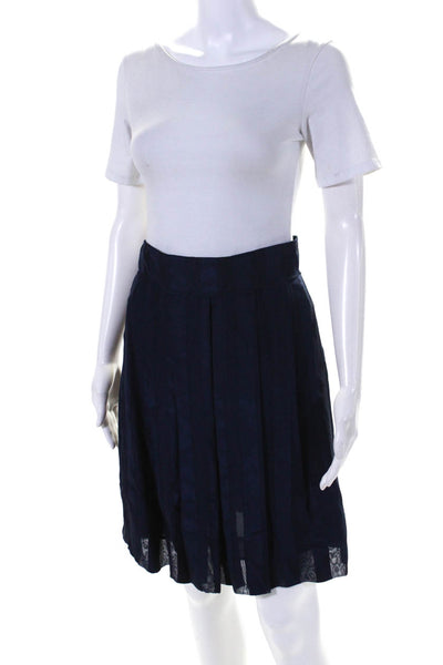 Z Spoke Zac Posen Womens Button Up Top Blouse Circle Skirt Set Navy Size 4