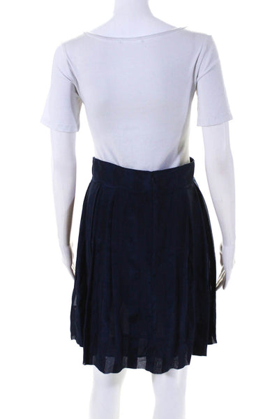 Z Spoke Zac Posen Womens Button Up Top Blouse Circle Skirt Set Navy Size 4