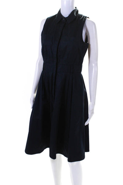 Club Monaco Womens Sleeveless Poplin A Line Shirt Dress Navy Blue Size 6