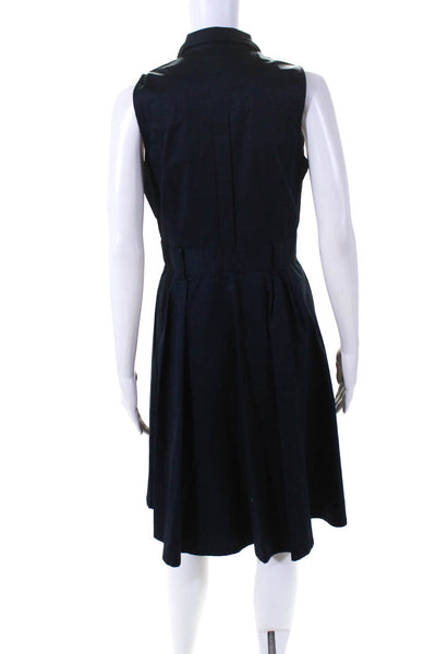 Club Monaco Womens Sleeveless Poplin A Line Shirt Dress Navy Blue Size 6