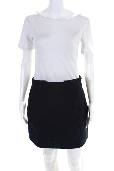 Theory Women's Zip Closure Pleated A-Line Mini Skirt Navy Blue Size 6
