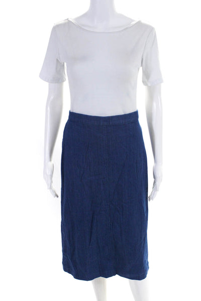 Club Monaco Women's Zip Closure Slit Hem A-Line Denim Midi Skirt Size 4