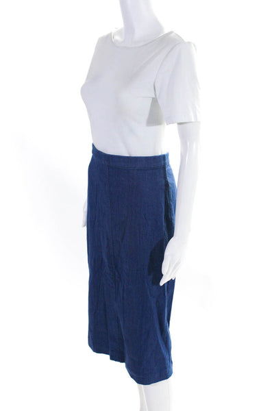 Club Monaco Women's Zip Closure Slit Hem A-Line Denim Midi Skirt Size 4