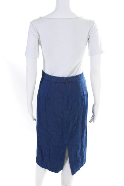 Club Monaco Women's Zip Closure Slit Hem A-Line Denim Midi Skirt Size 4