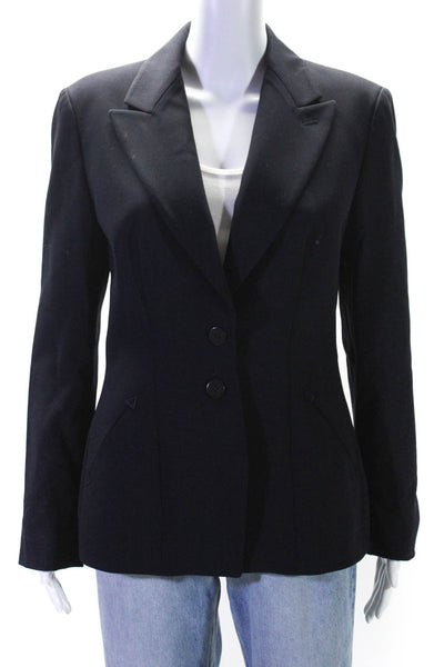 Giorgio Armani Womens Wool Buttoned Collared Long Sleeve Blazer Navy Size EUR42